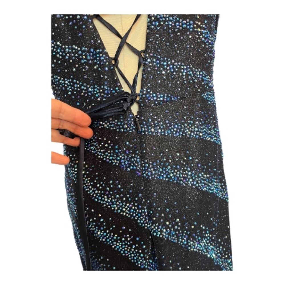 🆕 NWT Rachel Evans STUNNING navy blue beaded formal gown – size 10 - Picture 7 of 12